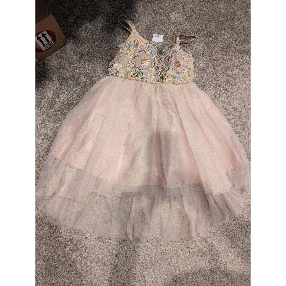 Pink And Violet Brand Girls 6T Dress With Tulle Bottom Train